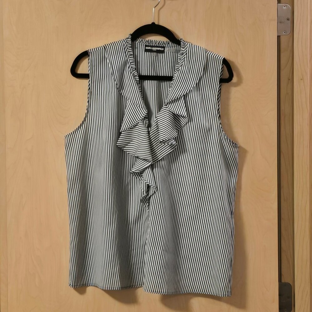 Karl Lagerfeld Paris Yagavi Button Up Ruffle Blouse